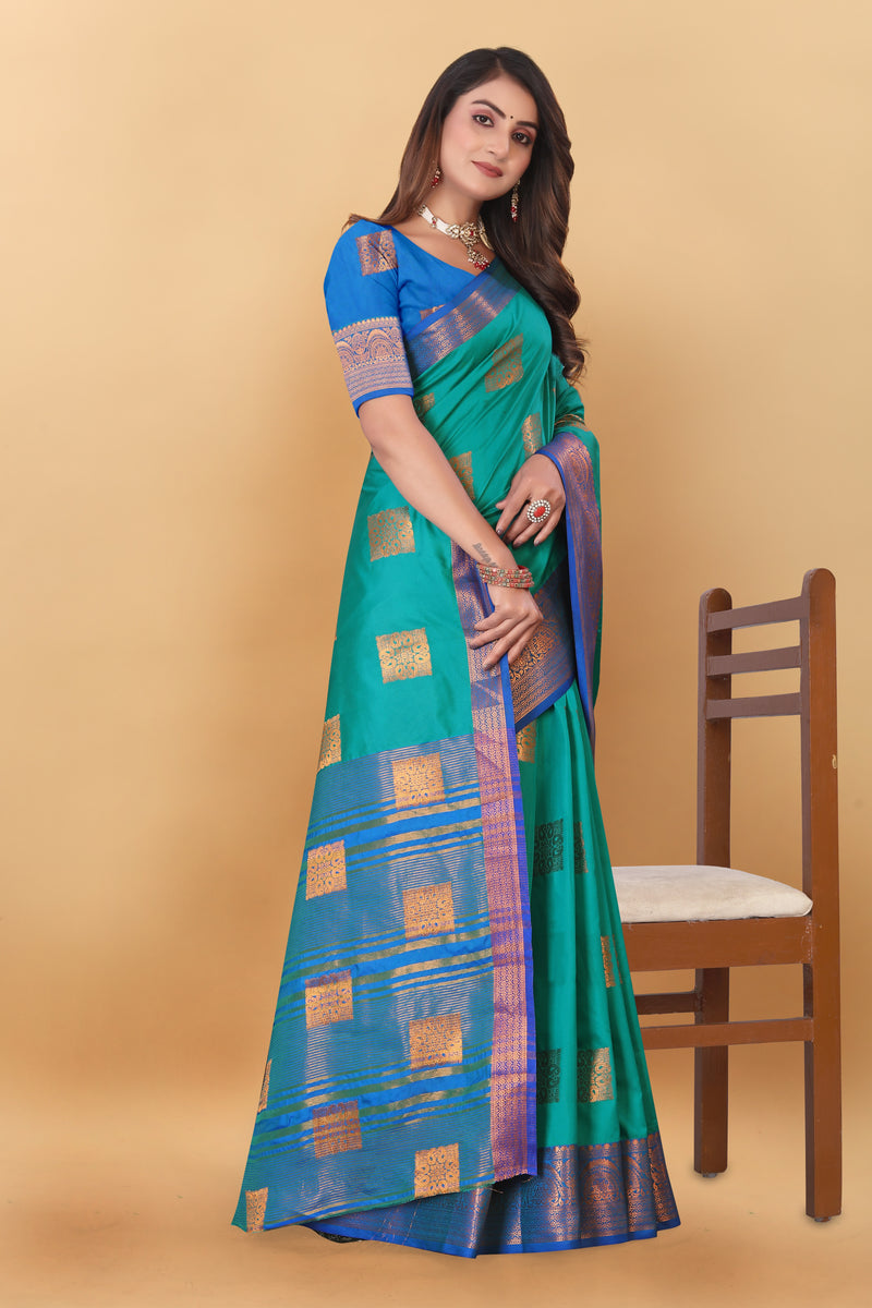 Lichi Copper Three Rama Banarasi Saree
