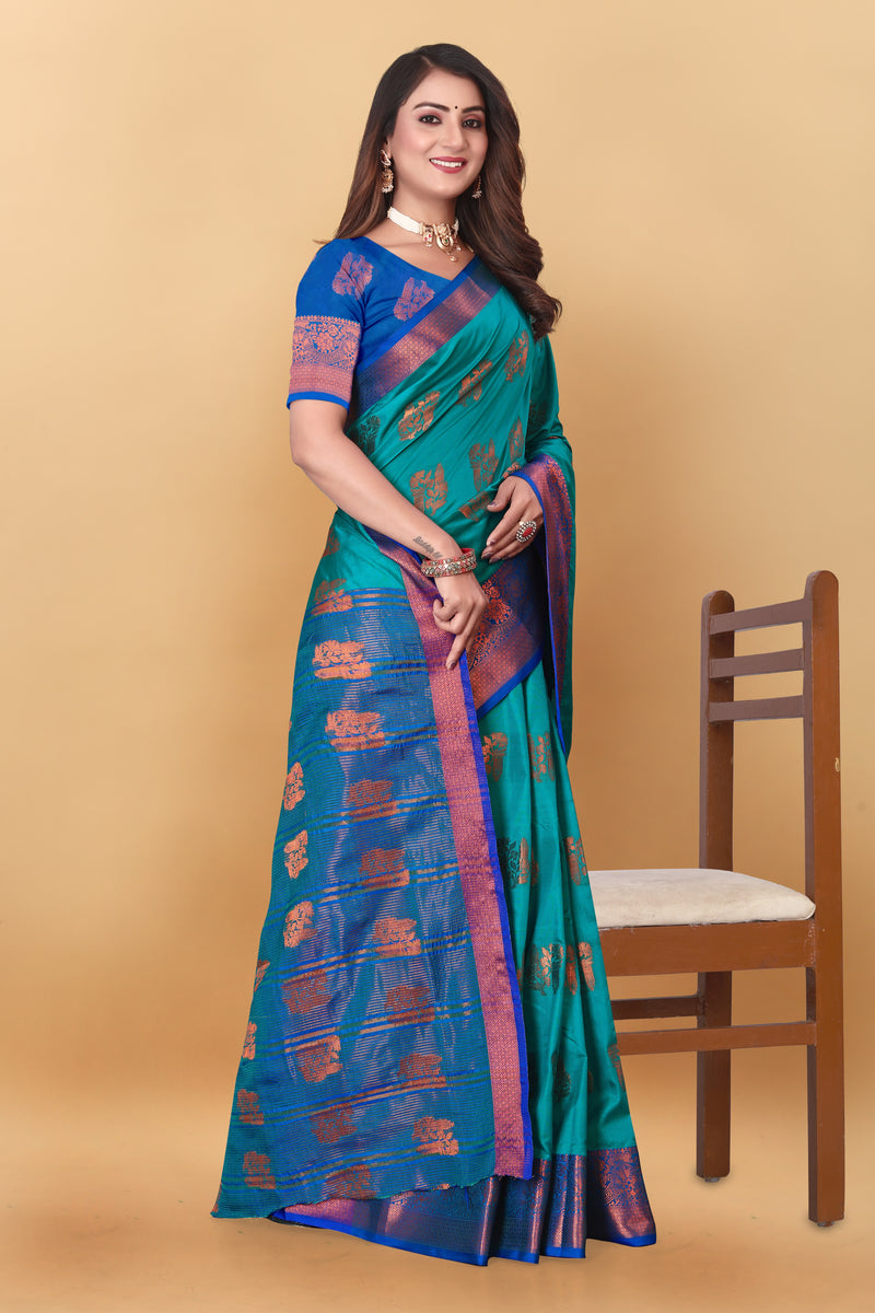 Lichi Copper Four Rama Banarasi Saree