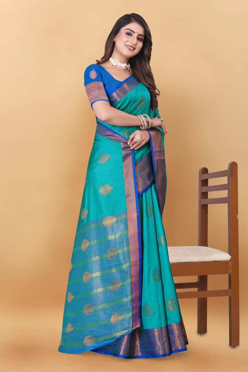 Lichi Copper Two Rama Banarasi Saree