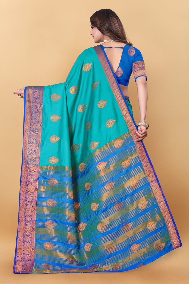 Lichi Copper Rama Banarasi Saree