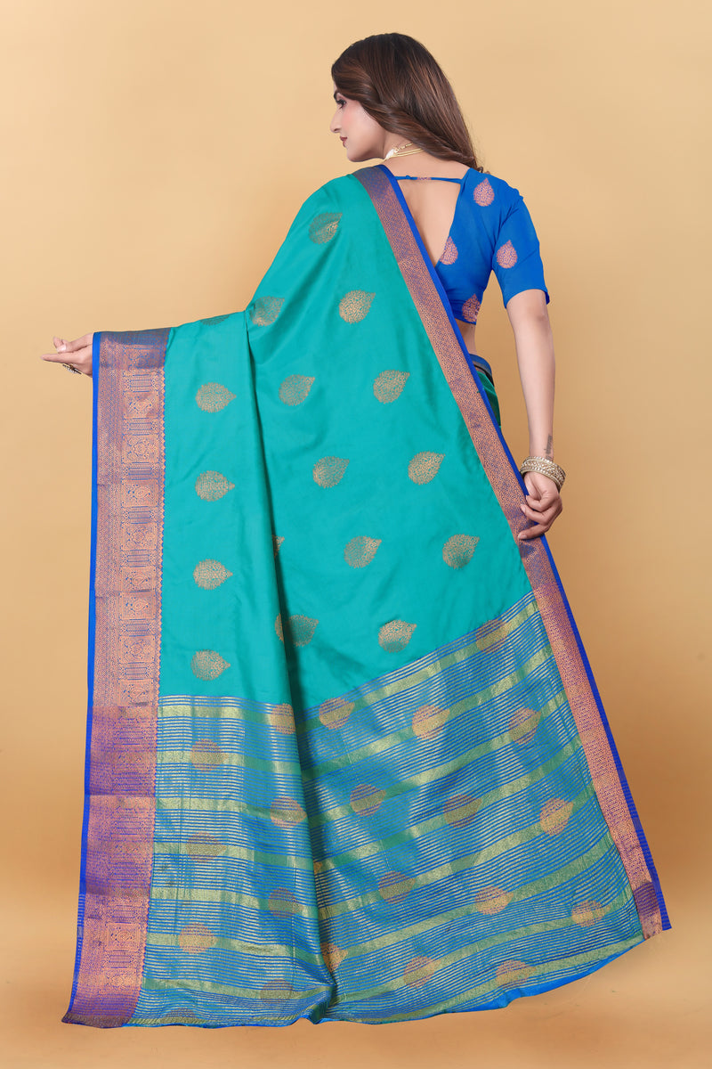 Lichi Copper Two Rama Banarasi Saree