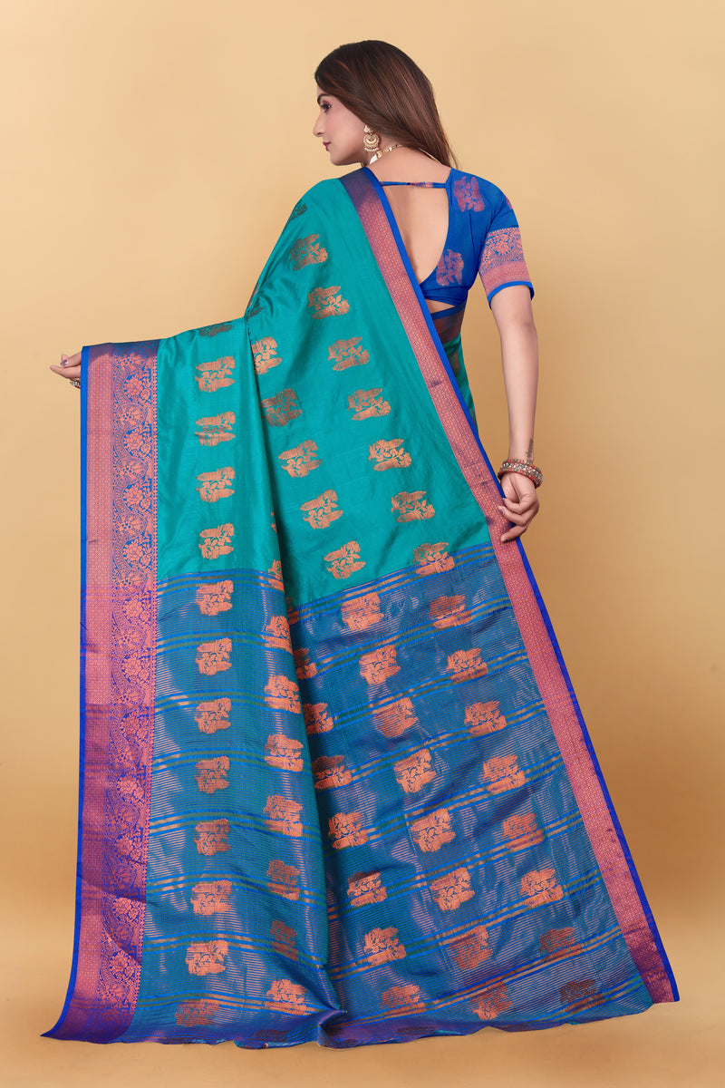Lichi Copper Four Rama Banarasi Saree