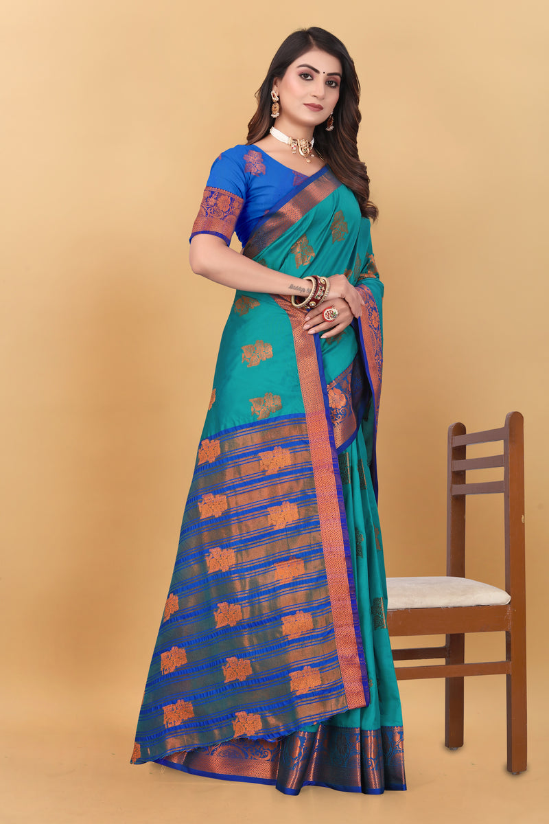 Lichi Copper Seven Rama Banarasi Saree