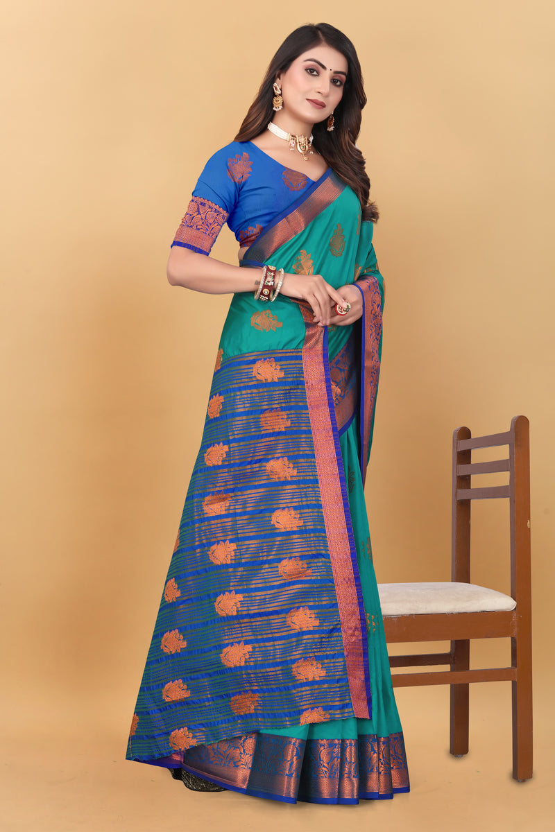 Lichi Copper Six Rama Banarasi Saree