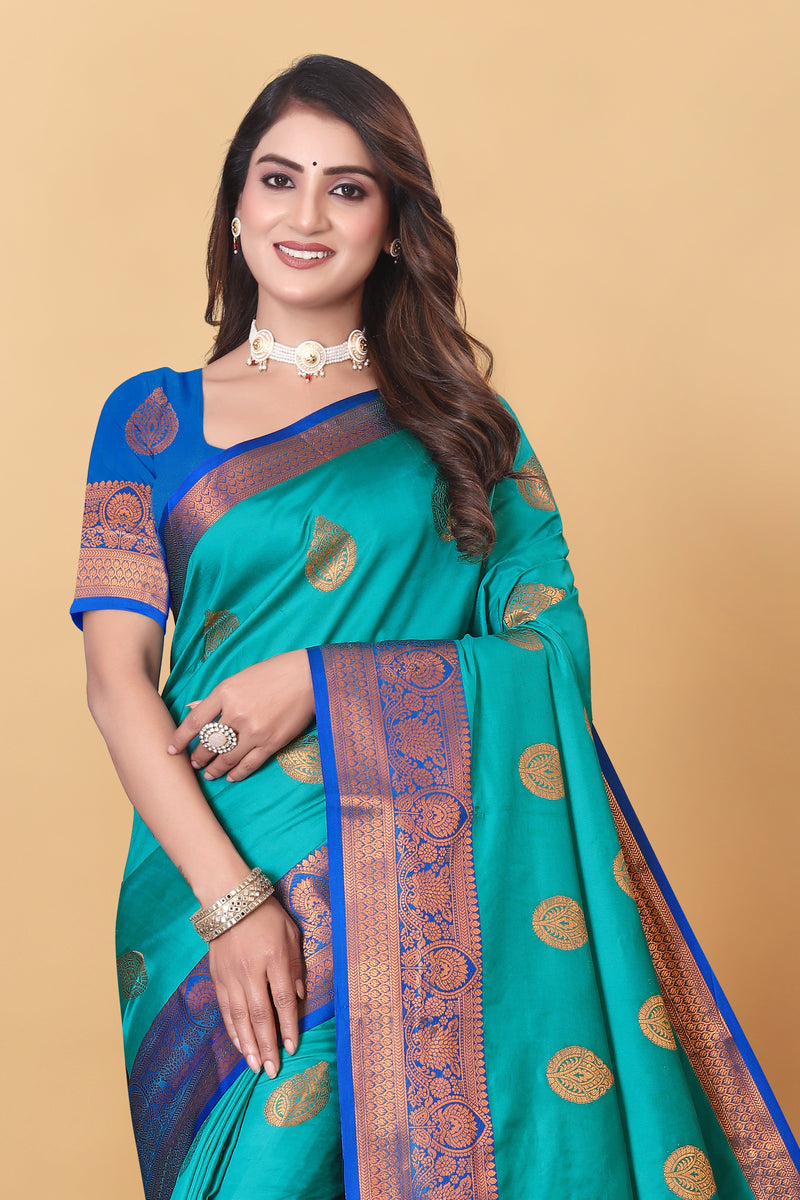 Lichi Copper Rama Banarasi Saree