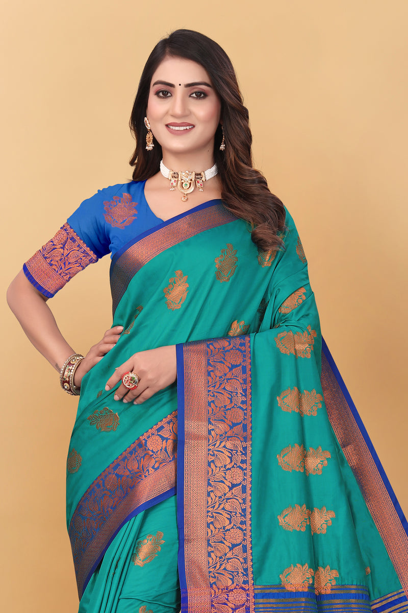 Lichi Copper Six Rama Banarasi Saree