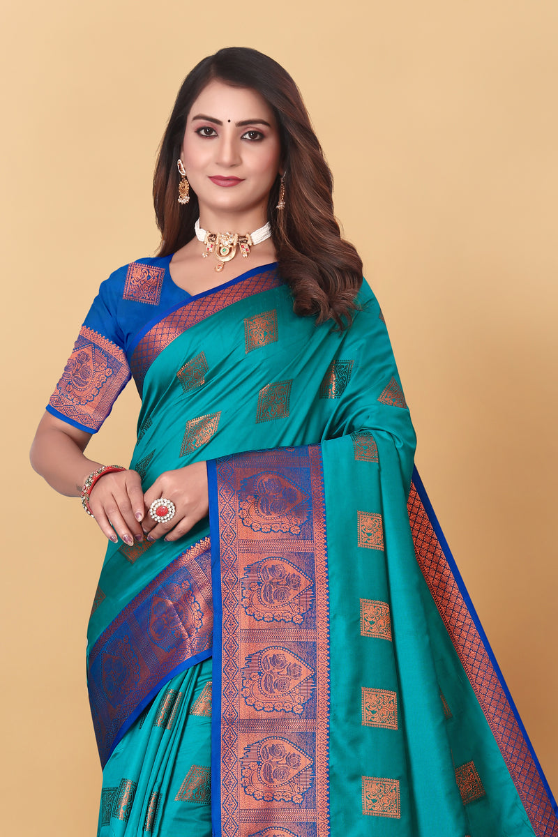 Lichi Copper Five Rama Banarasi Saree