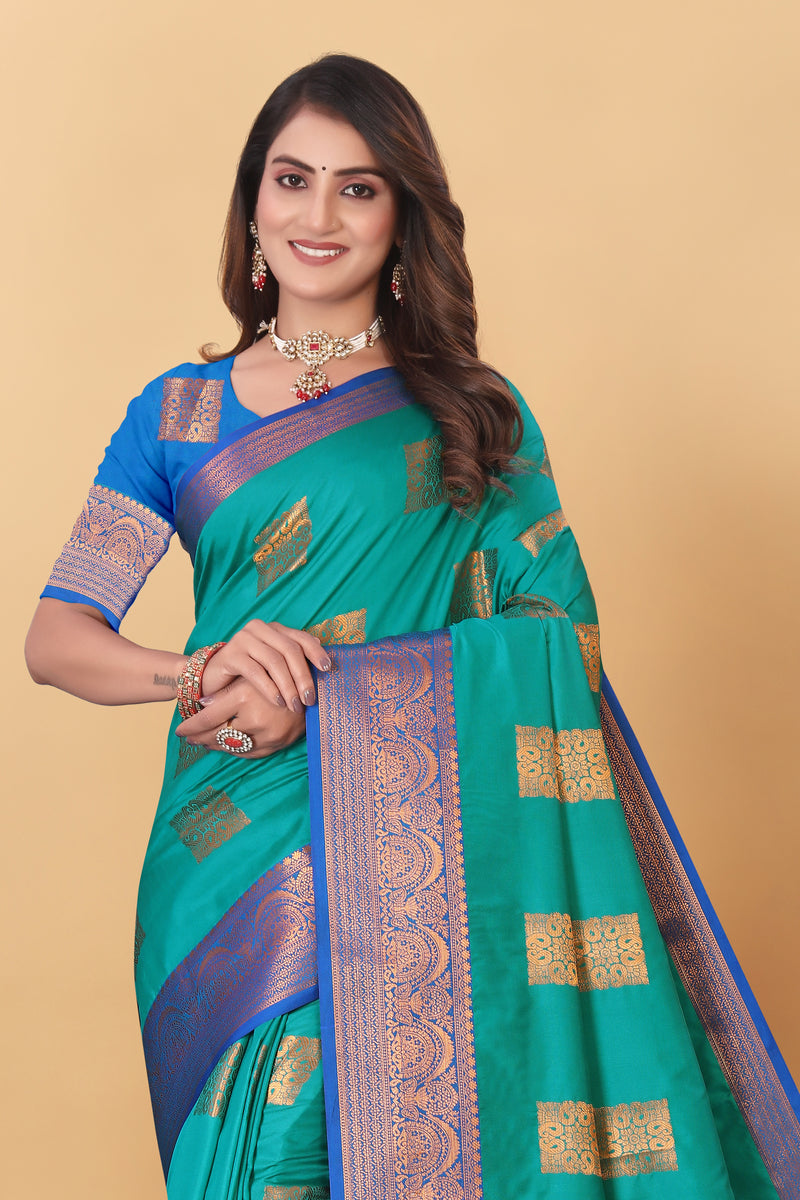 Lichi Copper Three Rama Banarasi Saree