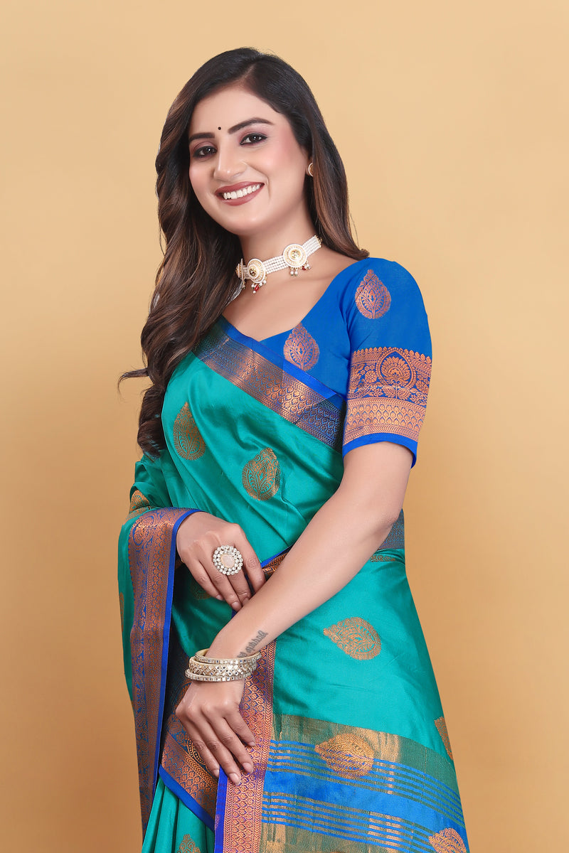 Lichi Copper Rama Banarasi Saree