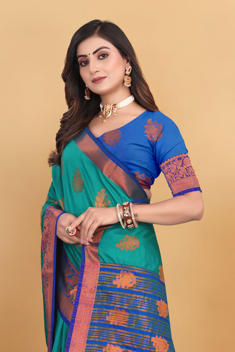 Lichi Copper Six Rama Banarasi Saree