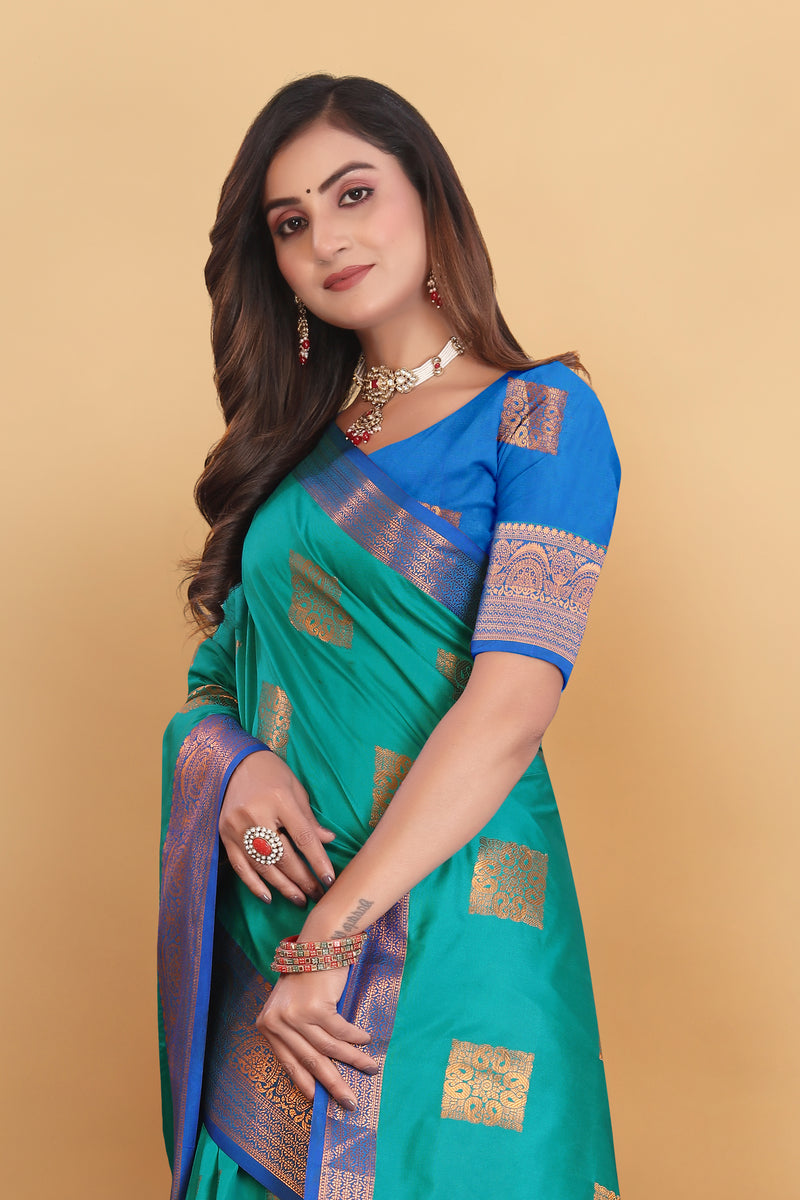 Lichi Copper Three Rama Banarasi Saree
