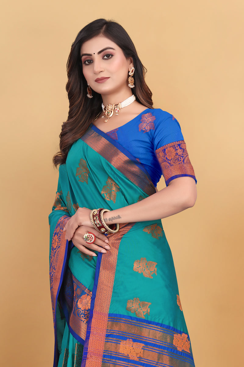 Lichi Copper Seven Rama Banarasi Saree