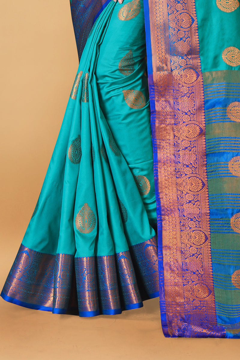 Lichi Copper Rama Banarasi Saree