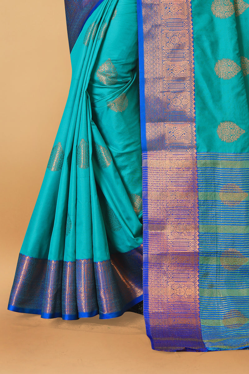 Lichi Copper Two Rama Banarasi Saree