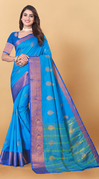 Lichi Copper Two Sky Blue Banarasi Saree