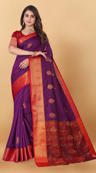 Lichi Copper Two Wine Banarasi Saree