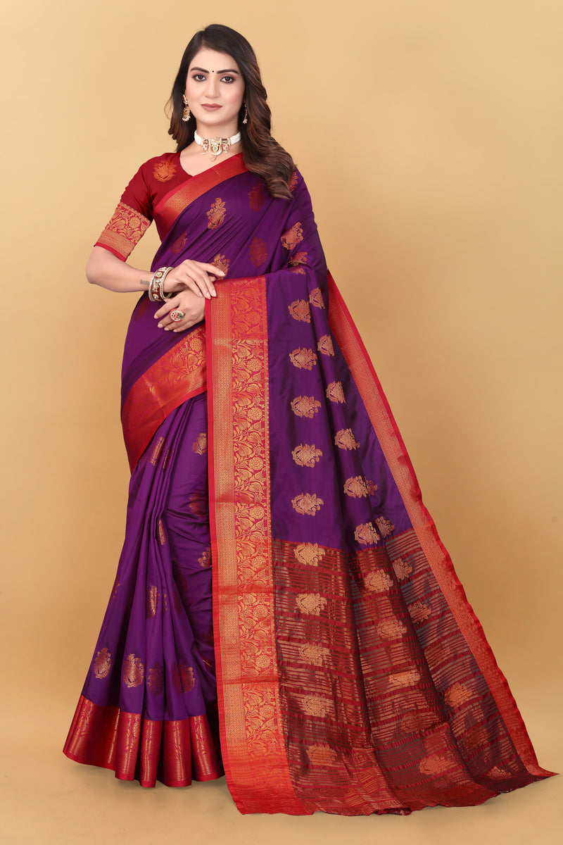 Lichi Copper Six Wine Banarasi Saree