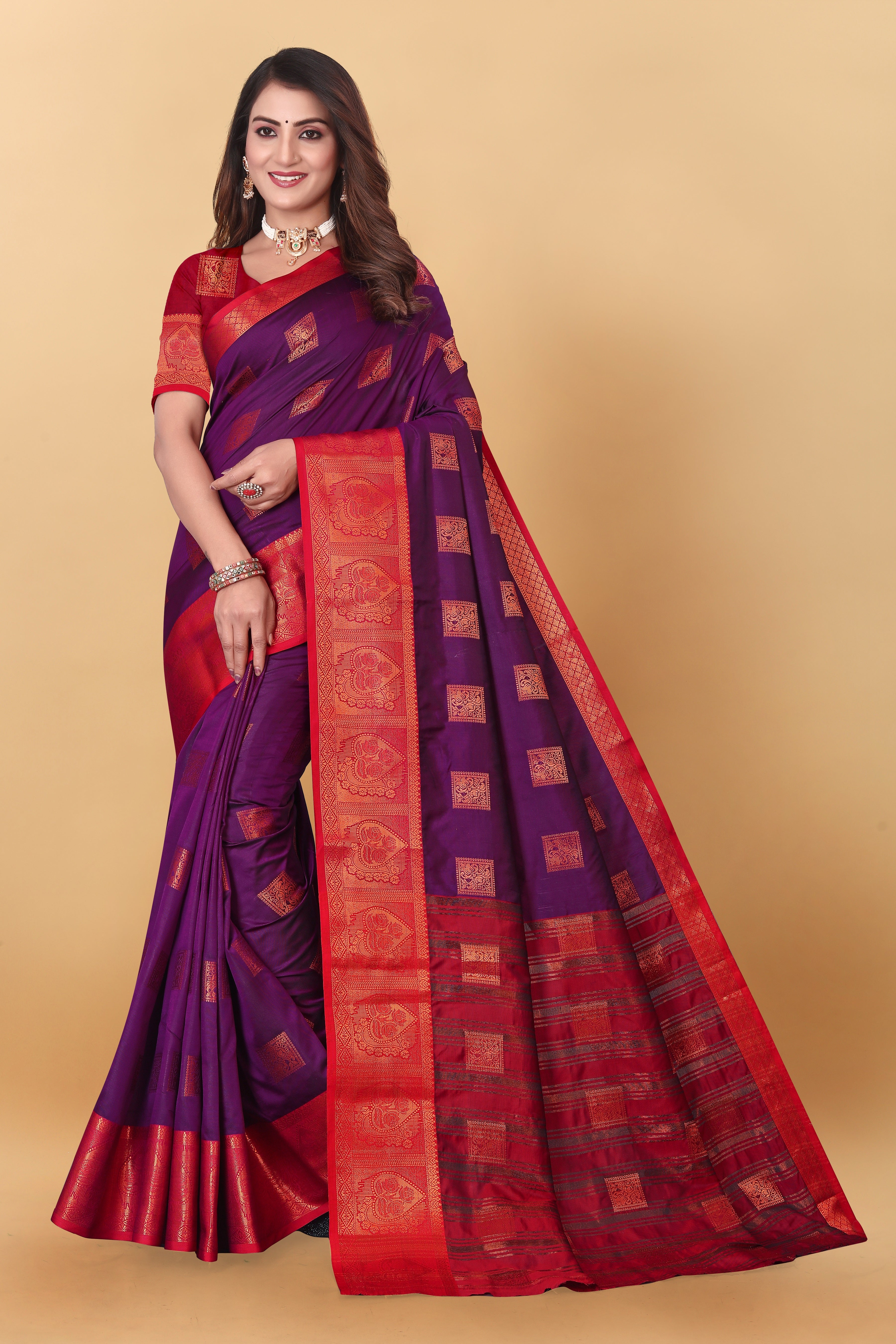 Lichi Copper Five Wine Banarasi Saree