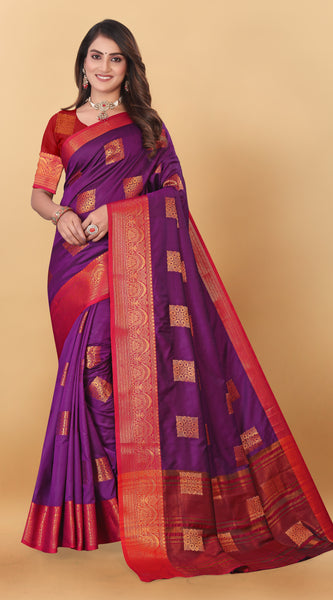Lichi Copper Three Wine Banarasi Saree