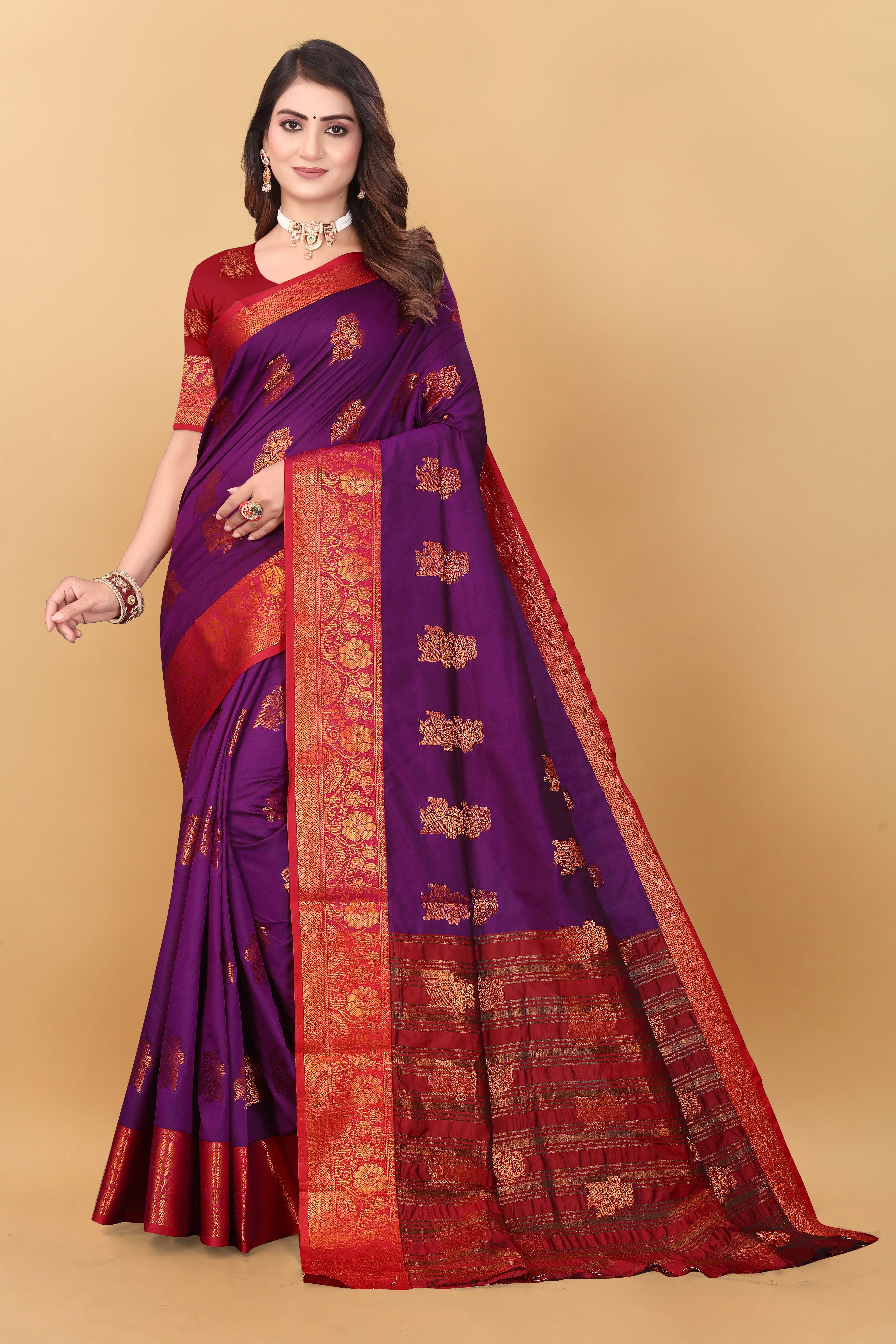 Lichi Copper Seven Wine Banarasi Saree