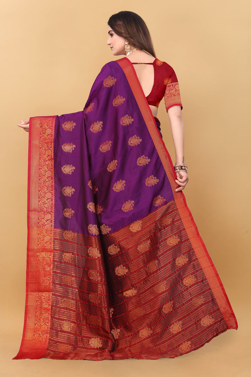 Lichi Copper Six Wine Banarasi Saree