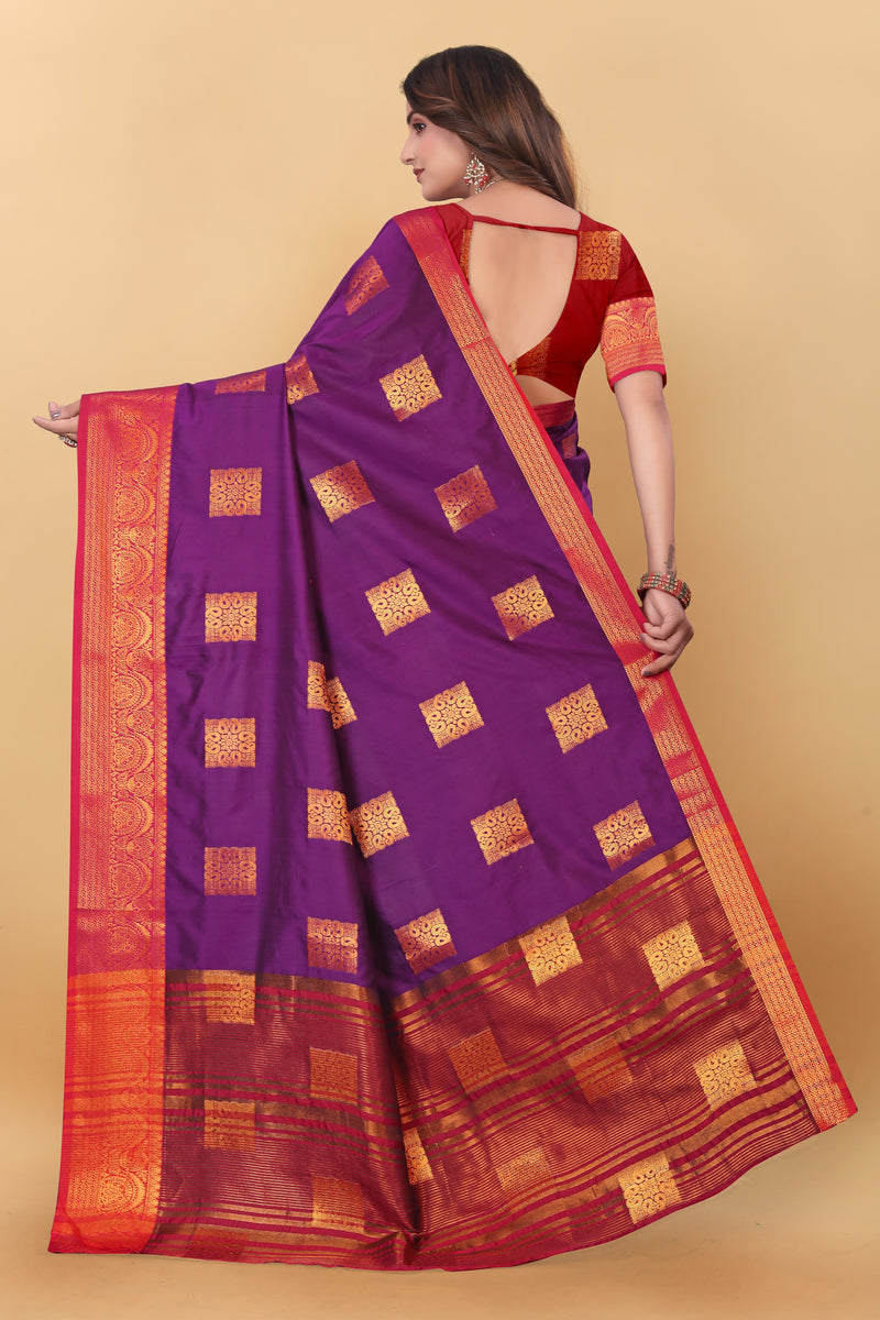 Lichi Copper Three Wine Banarasi Saree