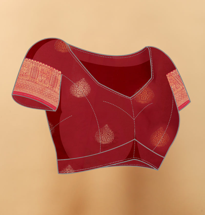 Lichi Copper Two Wine Banarasi Saree