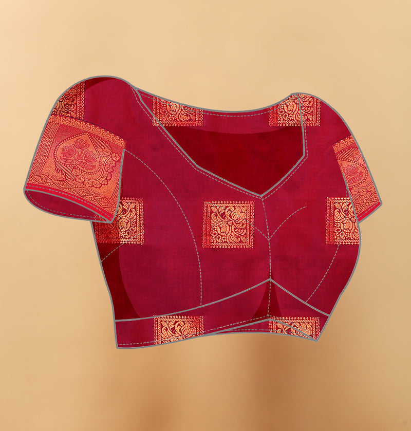 Lichi Copper Five Wine Banarasi Saree