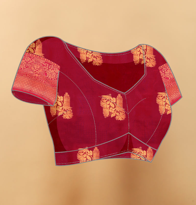 Lichi Copper Four Wine Banarasi Saree