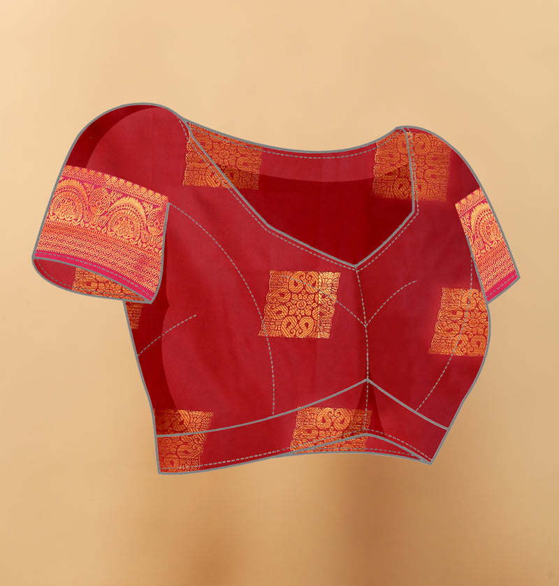 Lichi Copper Three Wine Banarasi Saree