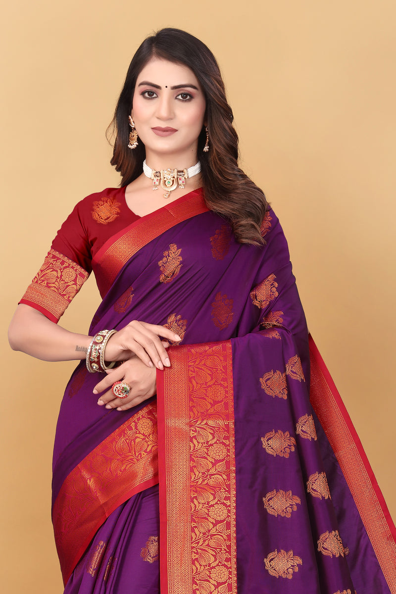 Lichi Copper Six Wine Banarasi Saree