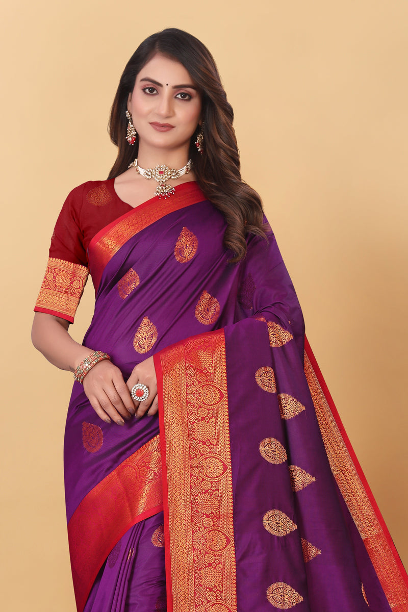 Lichi Copper Wine Banarasi Saree
