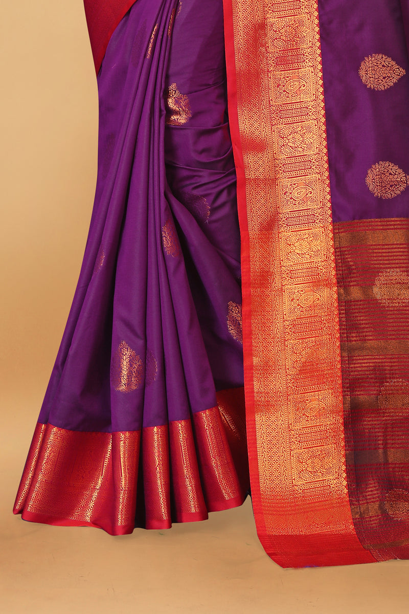 Lichi Copper Two Wine Banarasi Saree