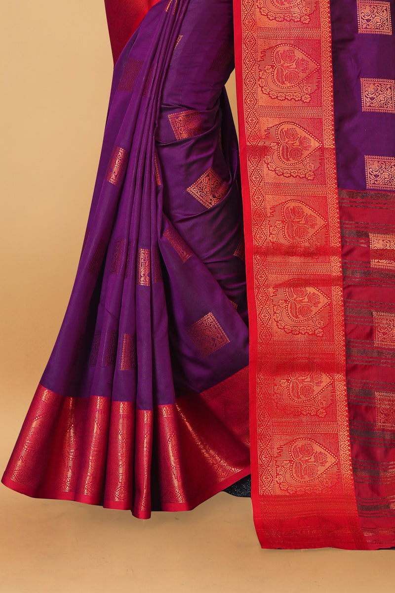 Lichi Copper Five Wine Banarasi Saree