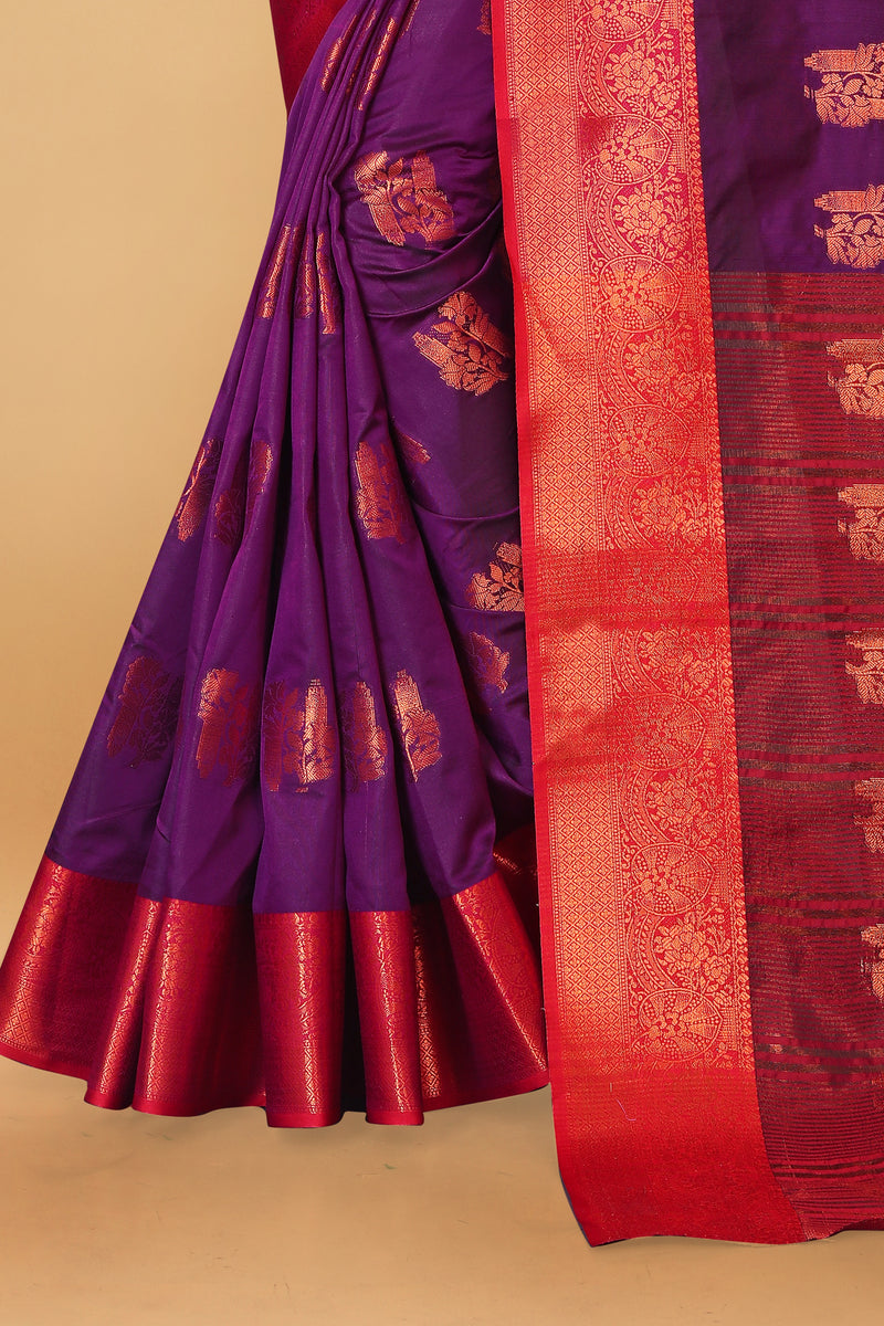 Lichi Copper Four Wine Banarasi Saree