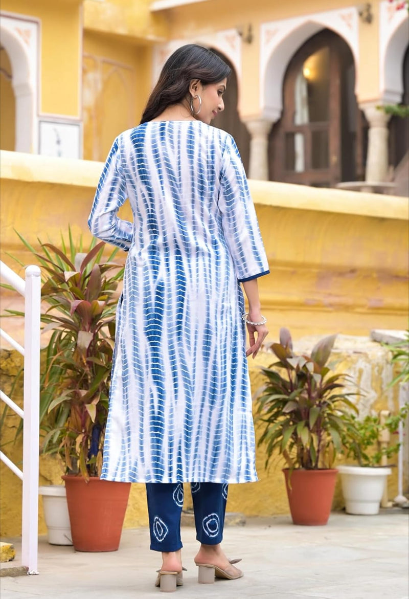Cotton Blue Kurta Set with Dupatta