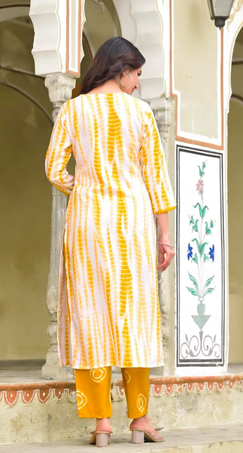 Cotton Yellow Kurta Set with Dupatta