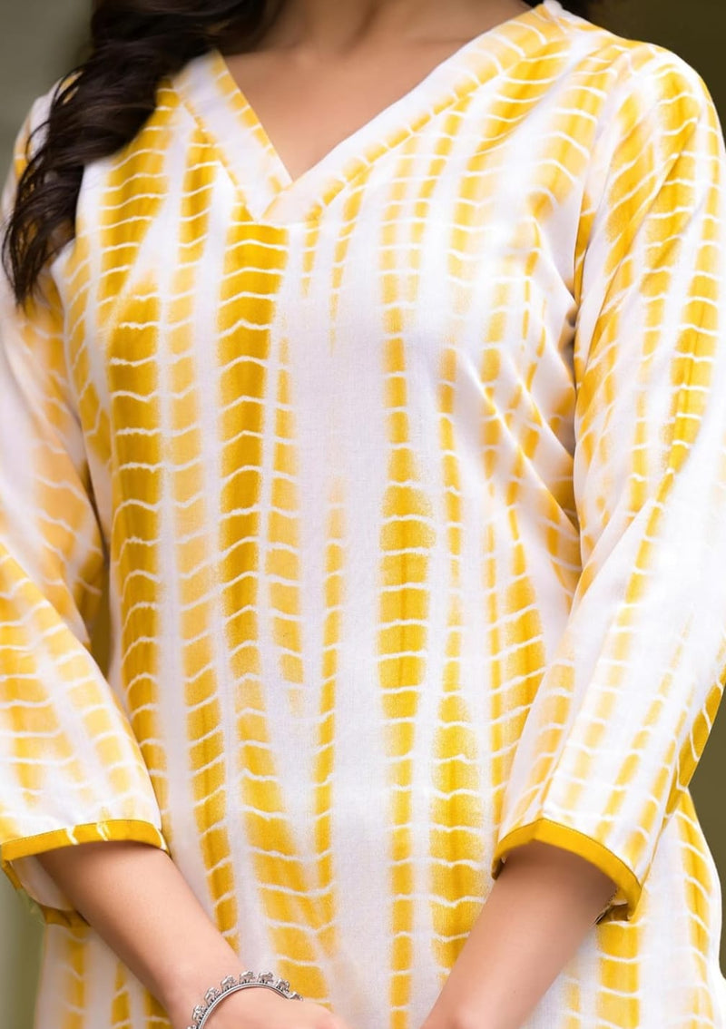 Cotton Yellow Kurta Set with Dupatta