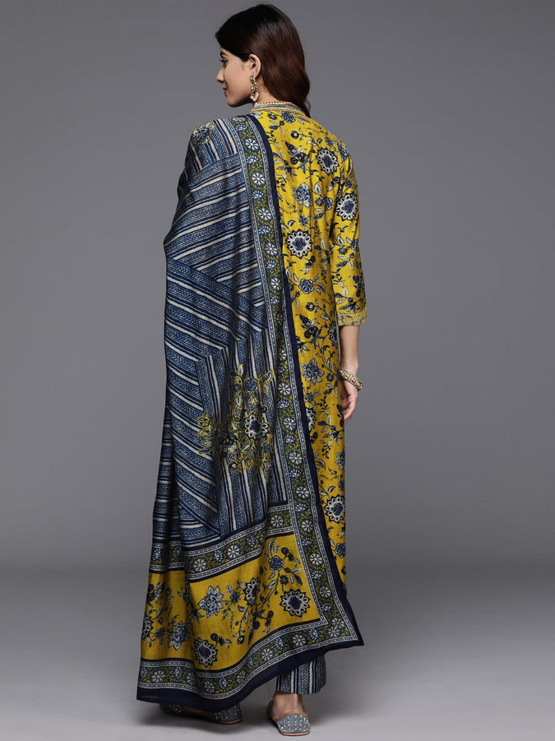Cotton Blend Yellow Kurta Set with Dupatta